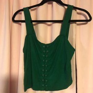 Green Forever21 Lace Up Crop Top